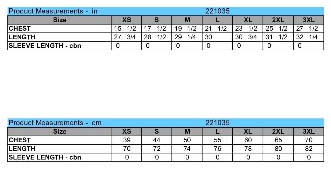 Size chart