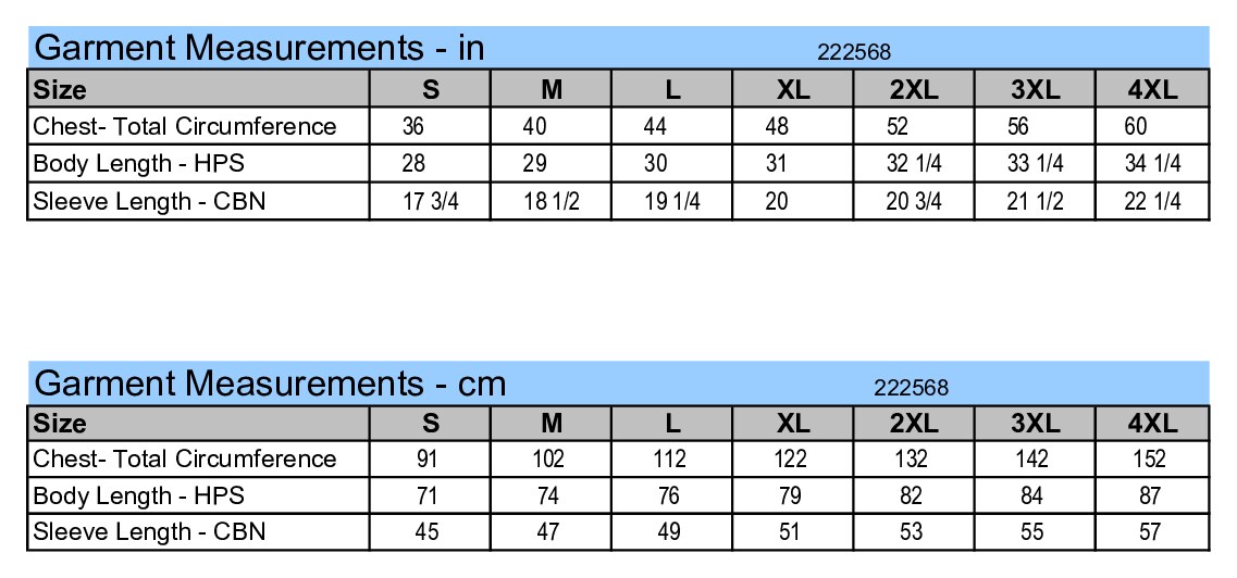 Size chart
