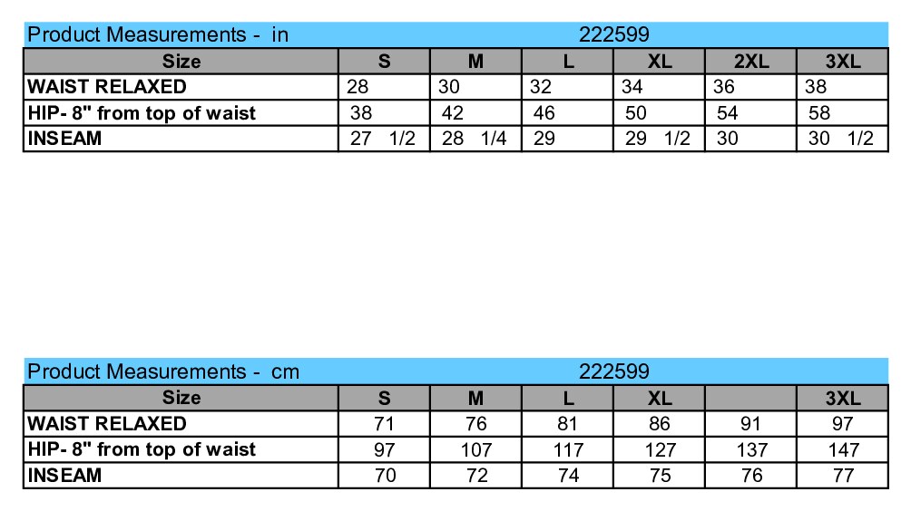 Size chart
