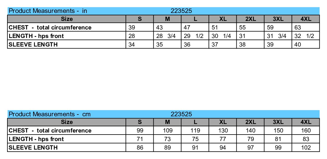 Size chart