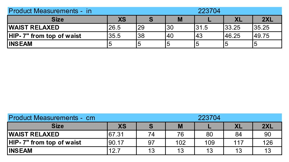 Size chart