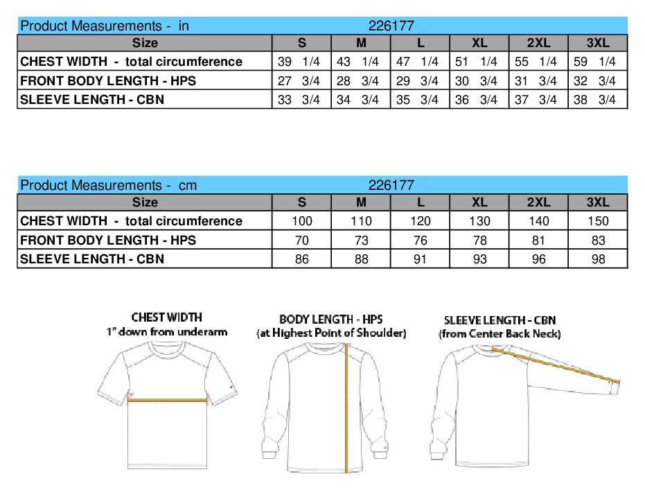 Size chart