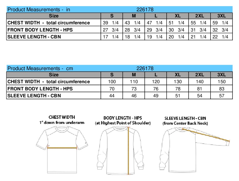 Size chart