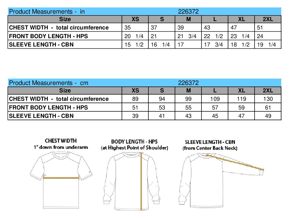 Size chart