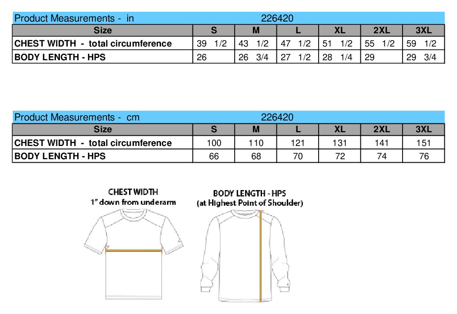 Size chart