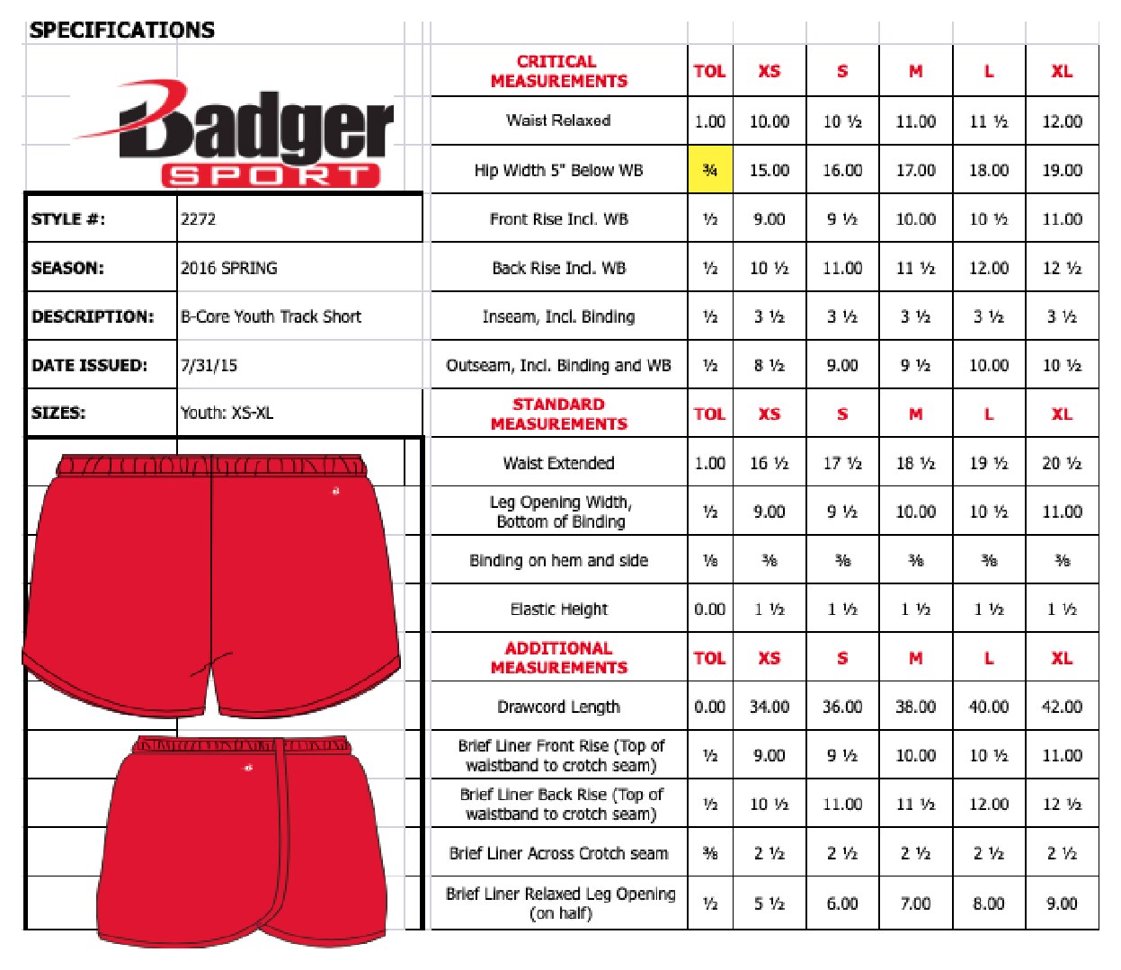 Size chart