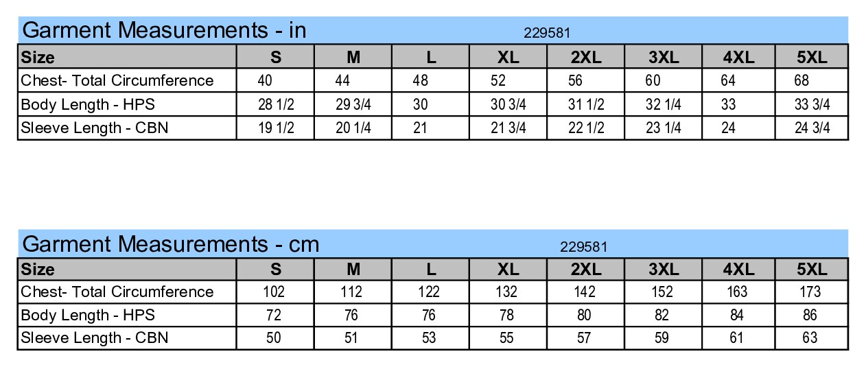 Size chart