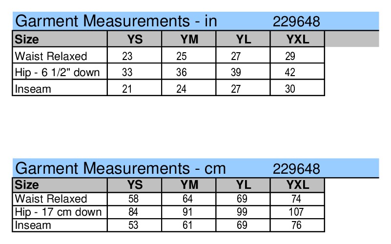 Size chart