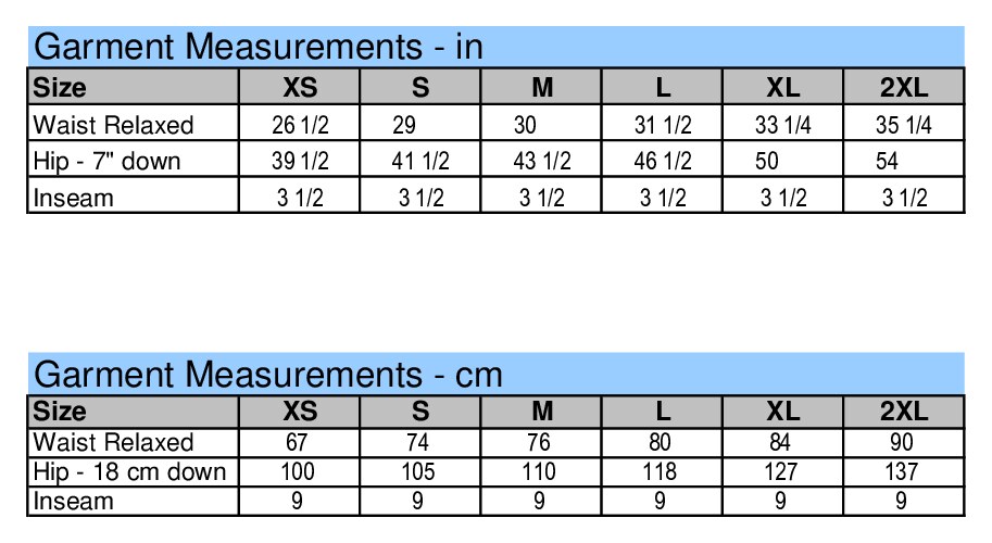 Size chart