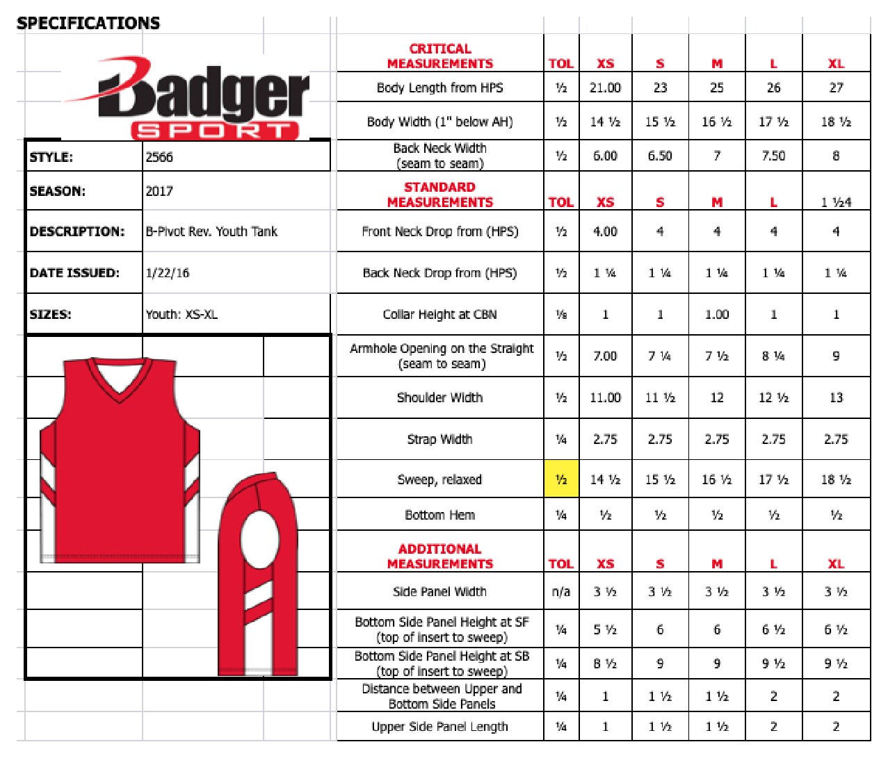 Size chart