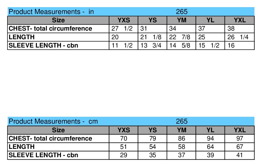 Size chart