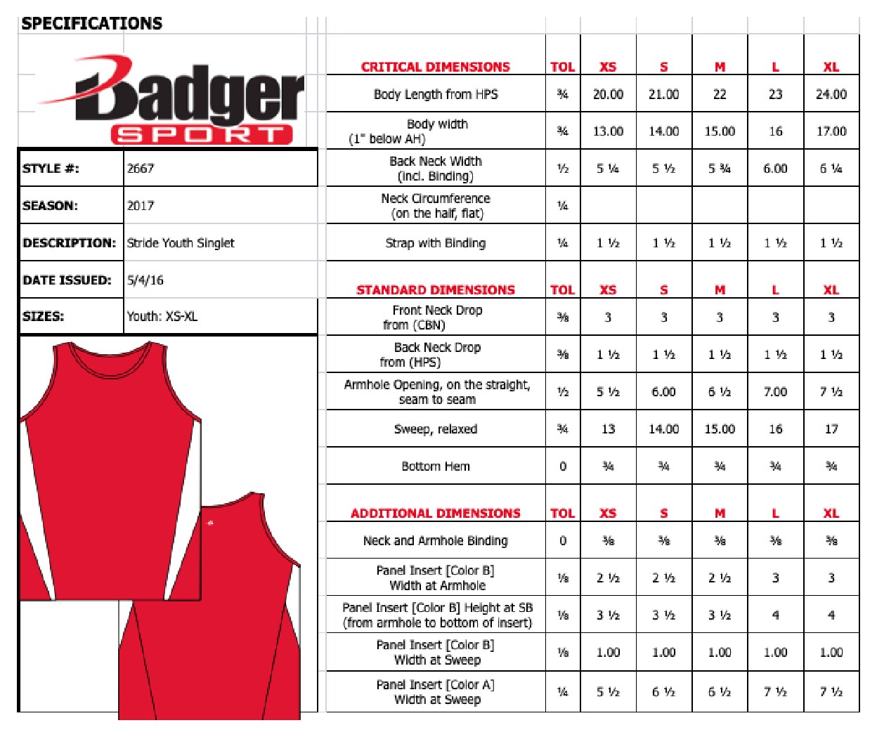 Size chart