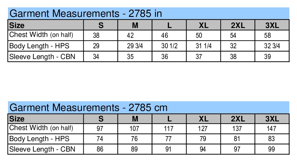 Size chart