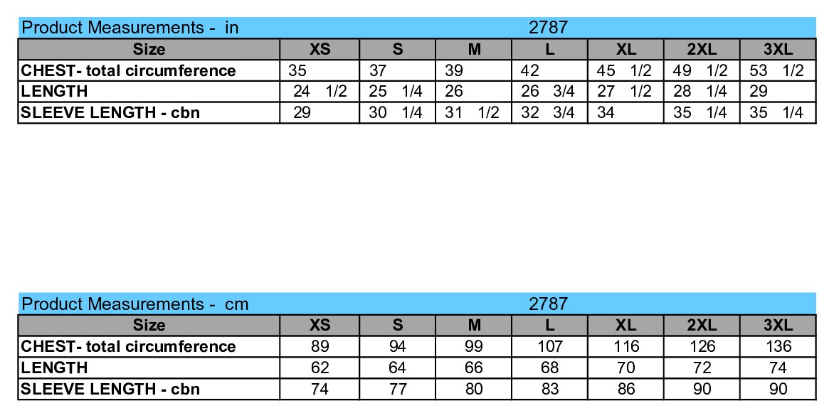 Size chart