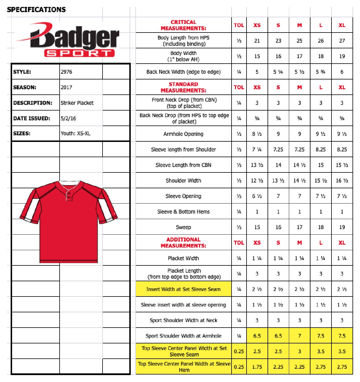 Size chart