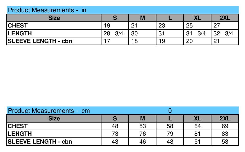 Size chart
