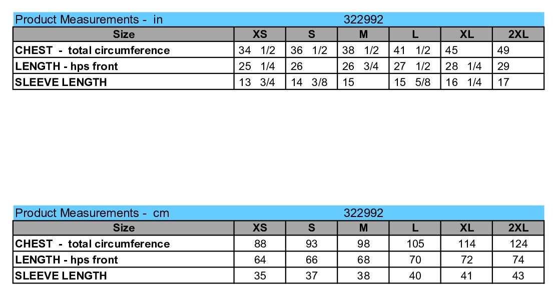 Size chart
