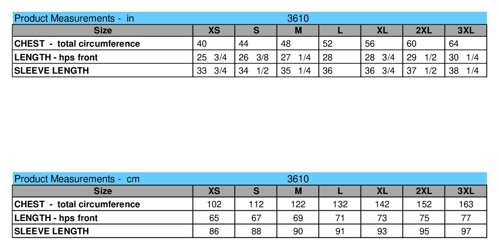 Size chart