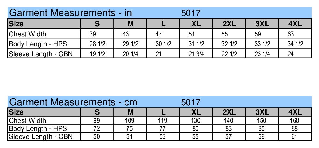 Size chart