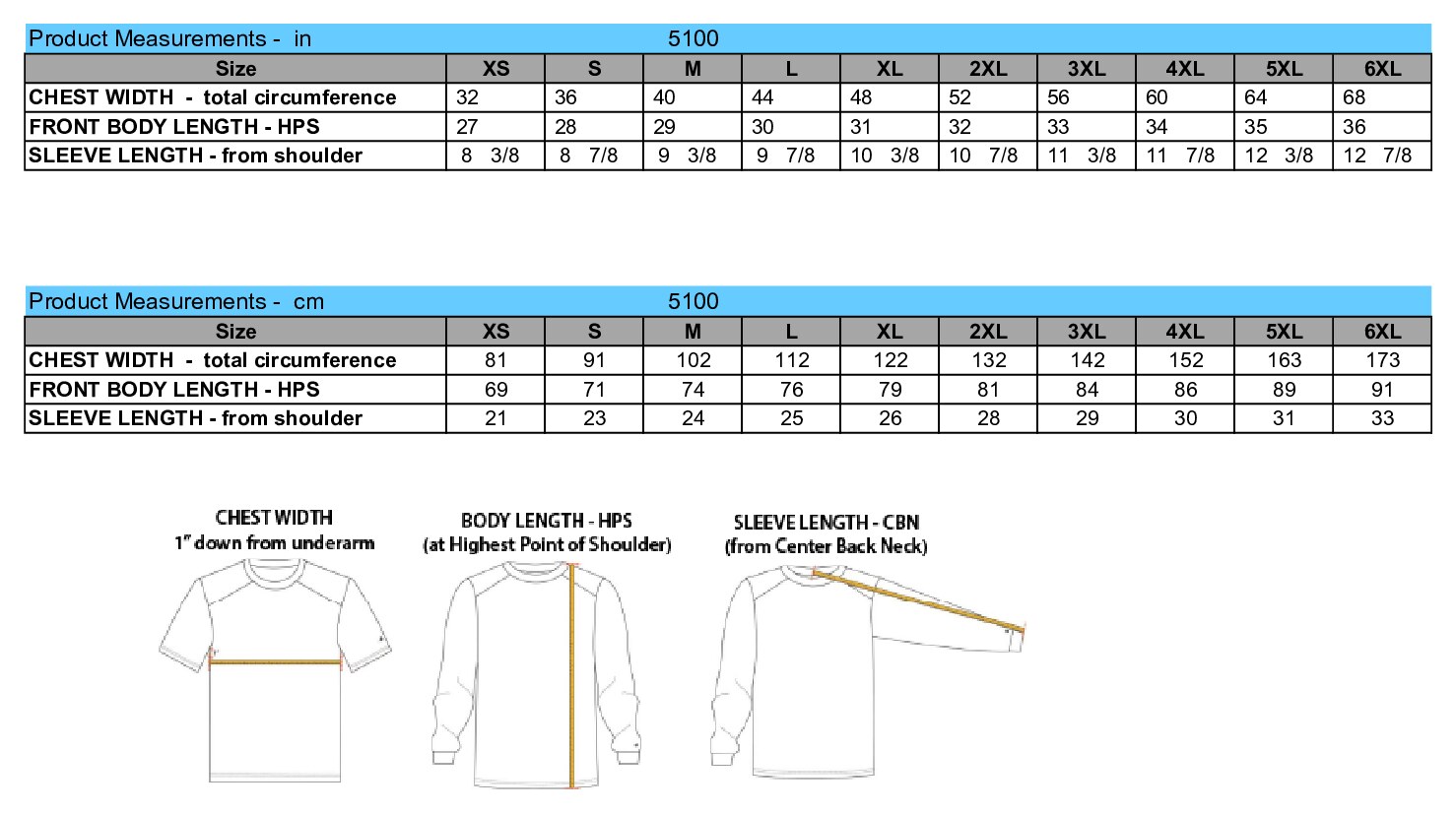 Size chart