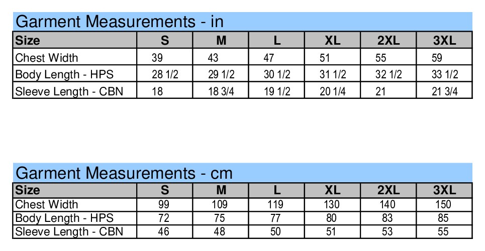 Size chart