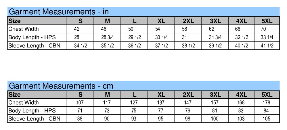 Size chart