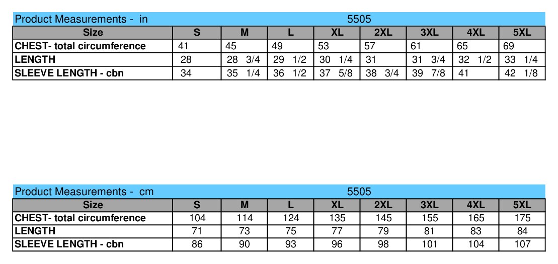 Size chart