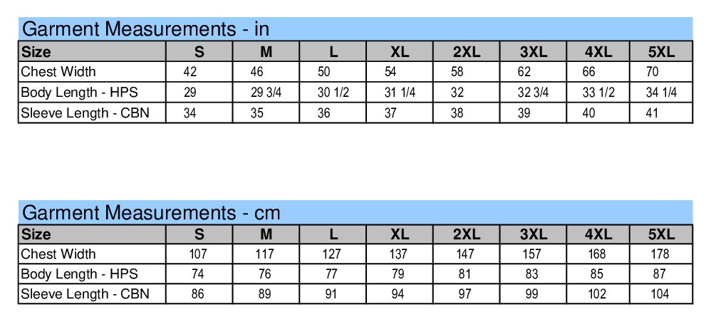 Size chart