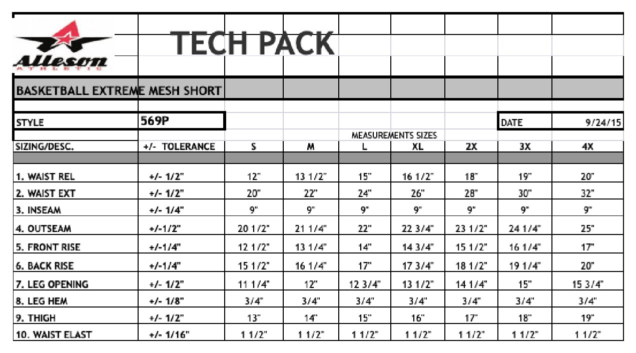 Size chart