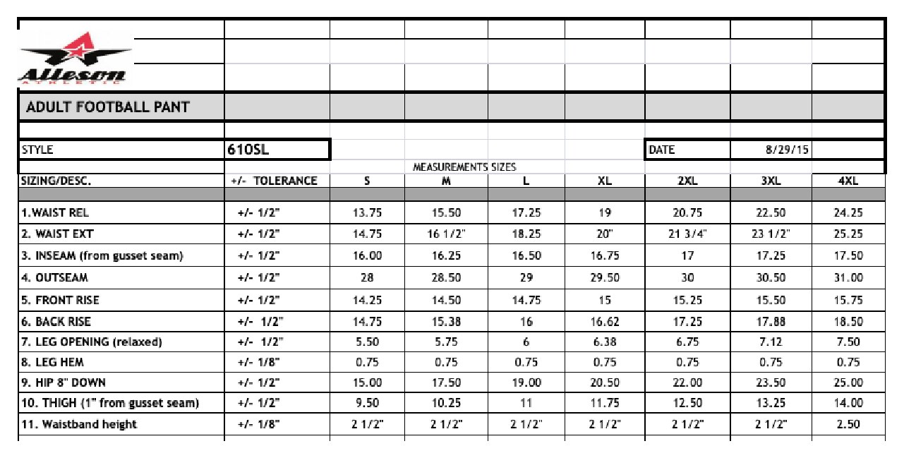 Size chart