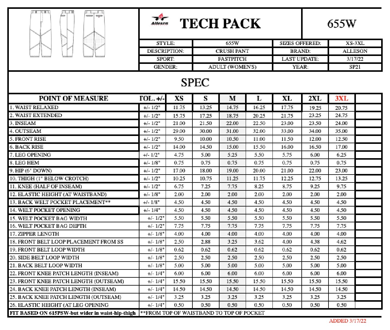 Size chart