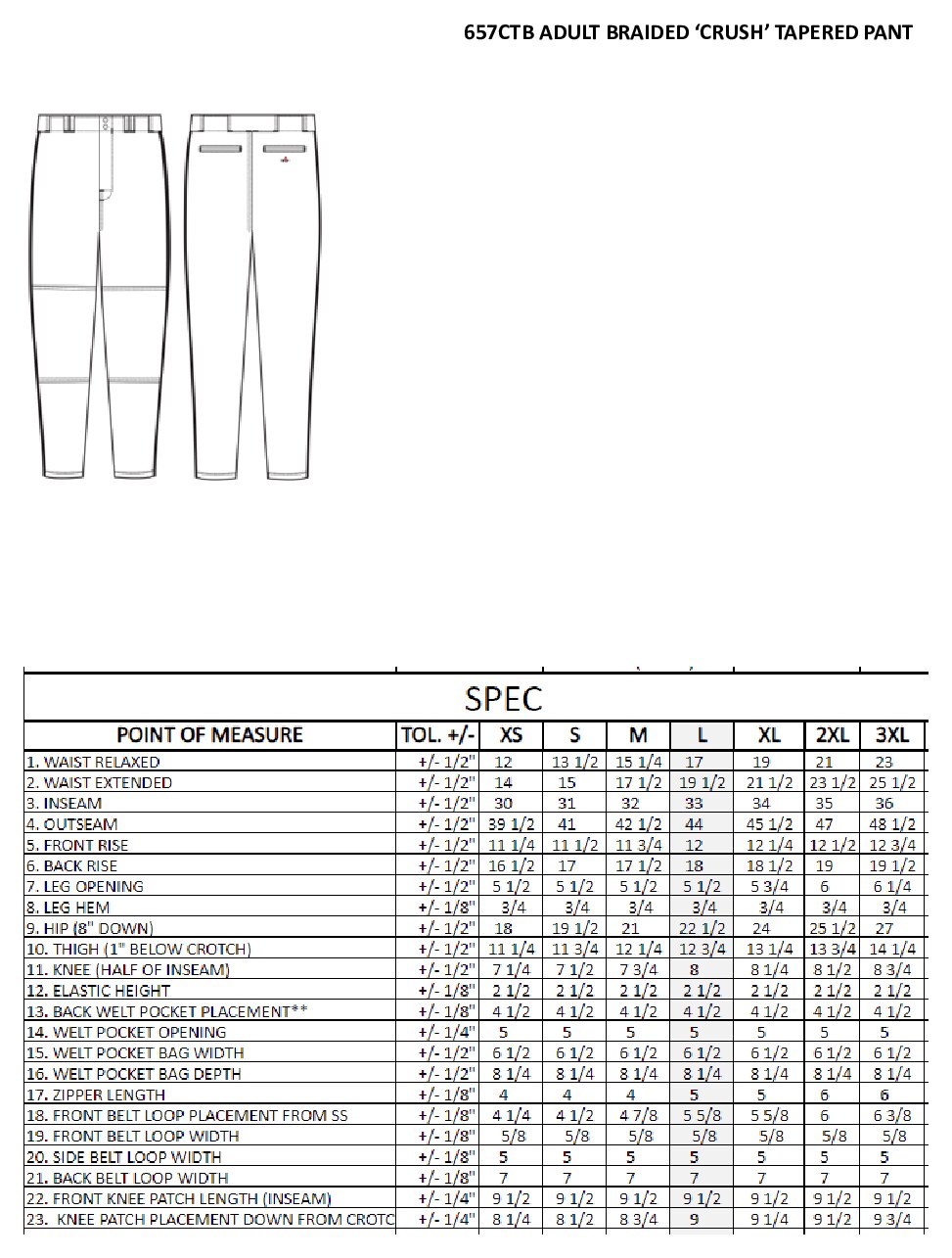 Size chart