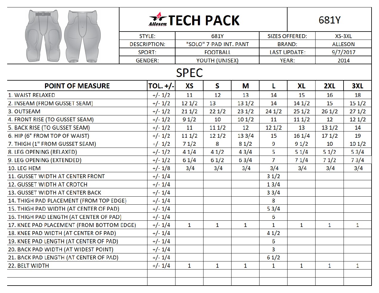 Size chart