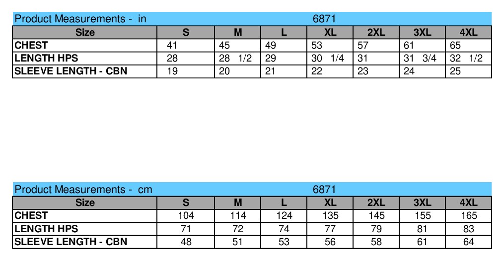 Size chart