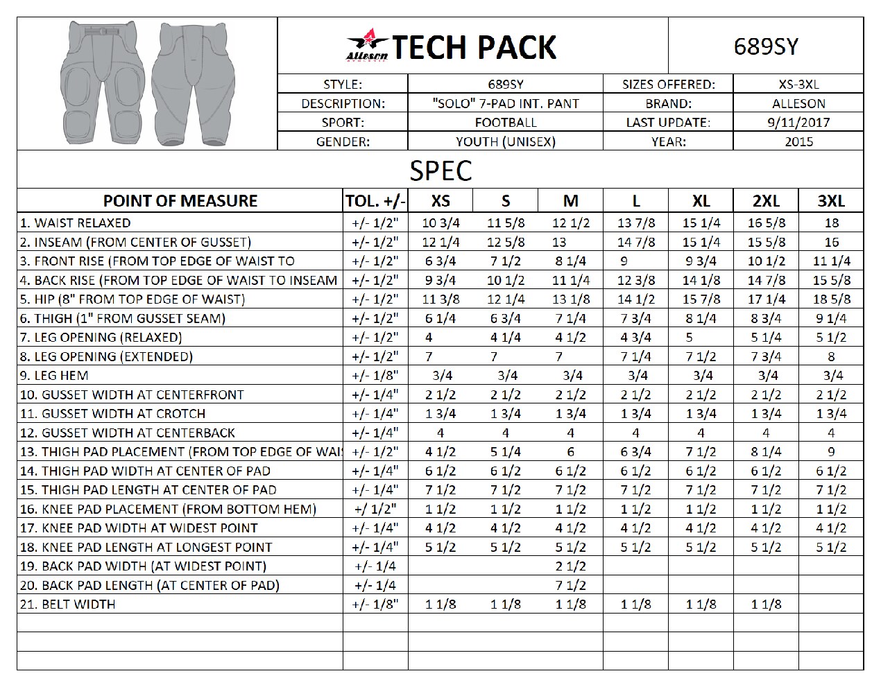 Size chart