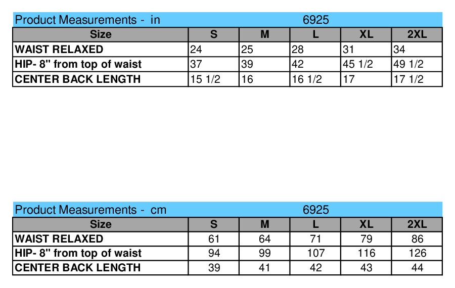 Size chart