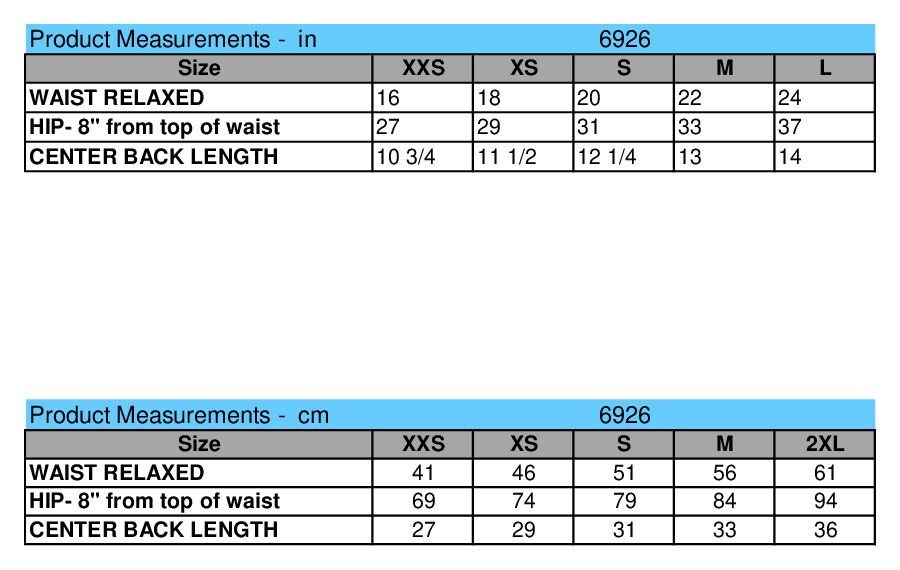 Size chart