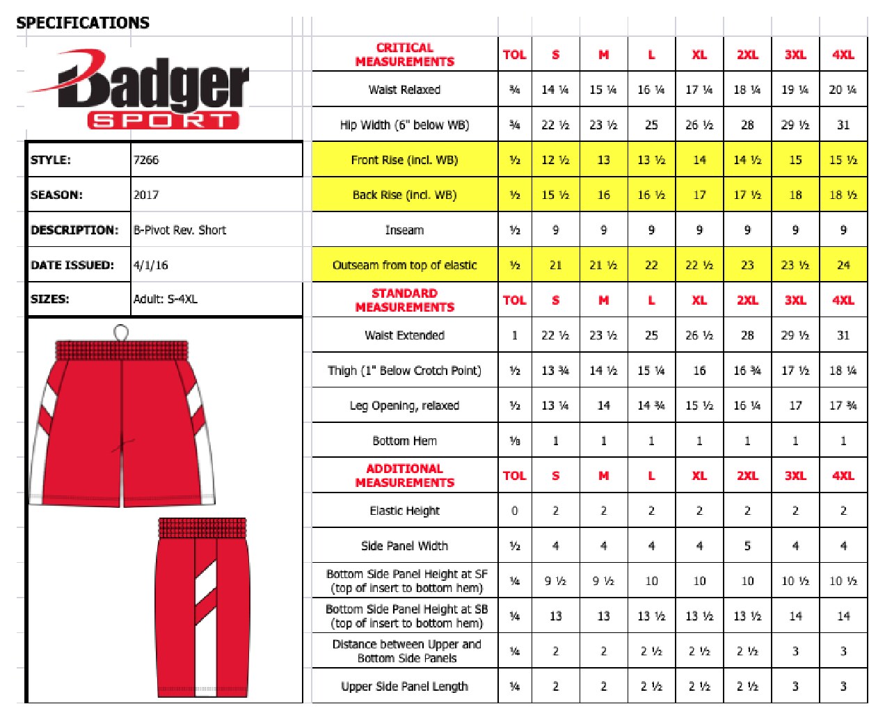 Size chart