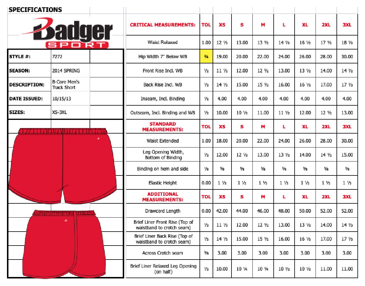 Size chart