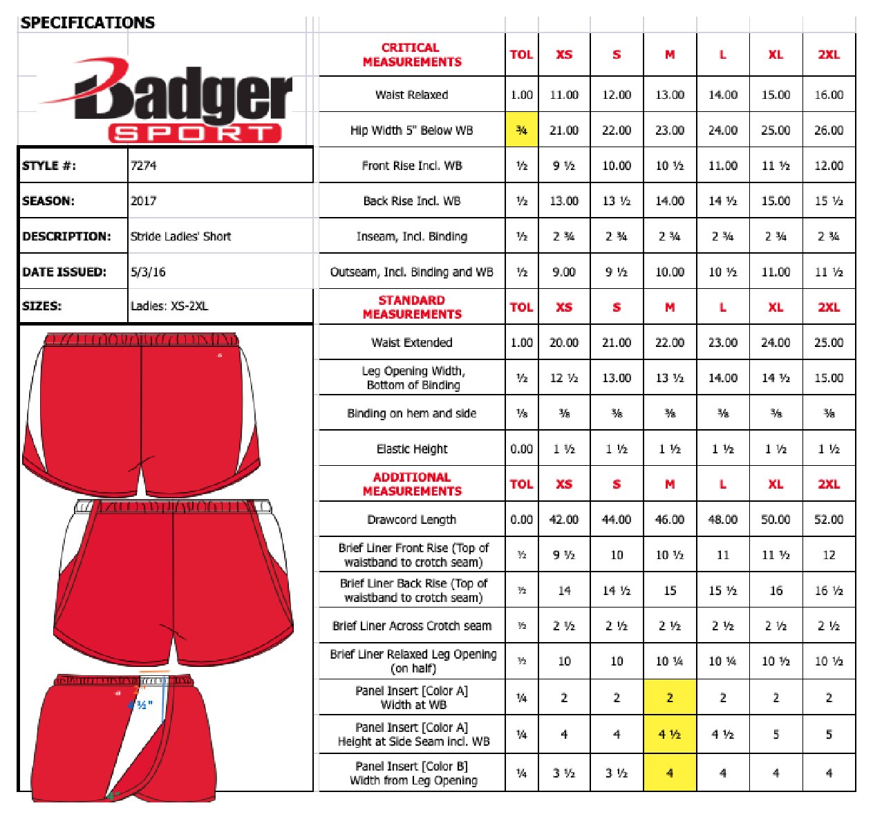 Size chart