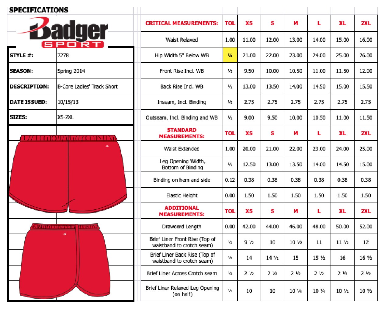 Size chart