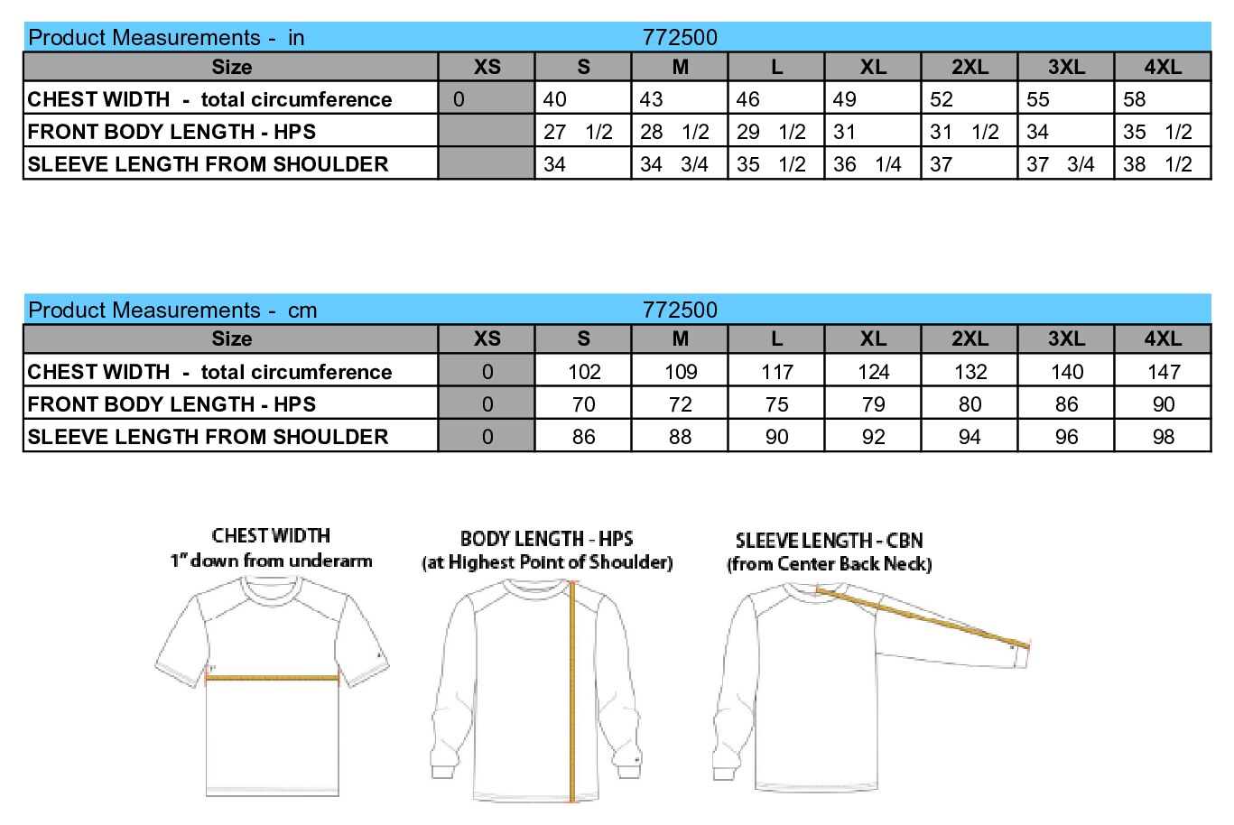 Size chart