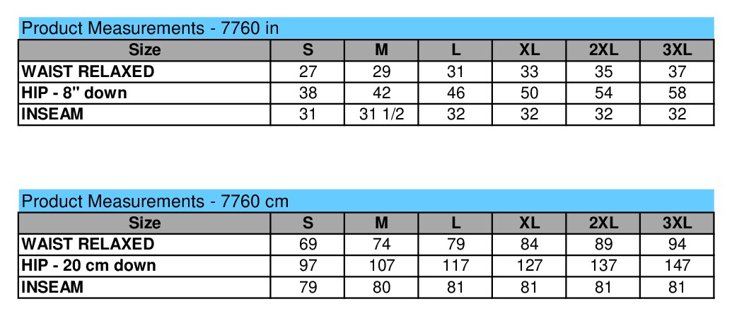 Size chart