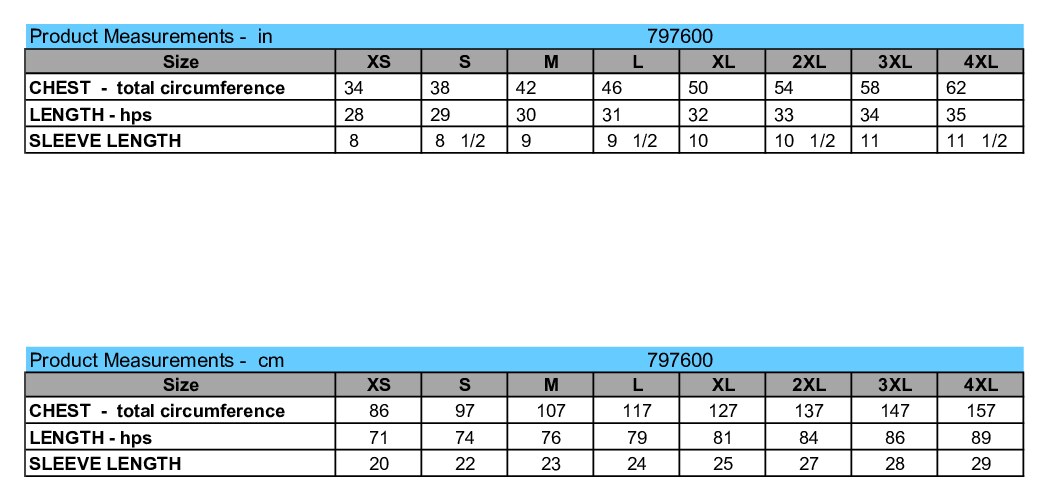 Size chart