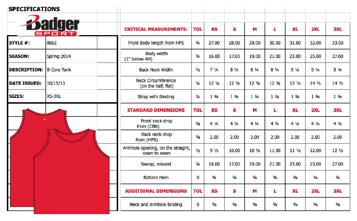 Size chart