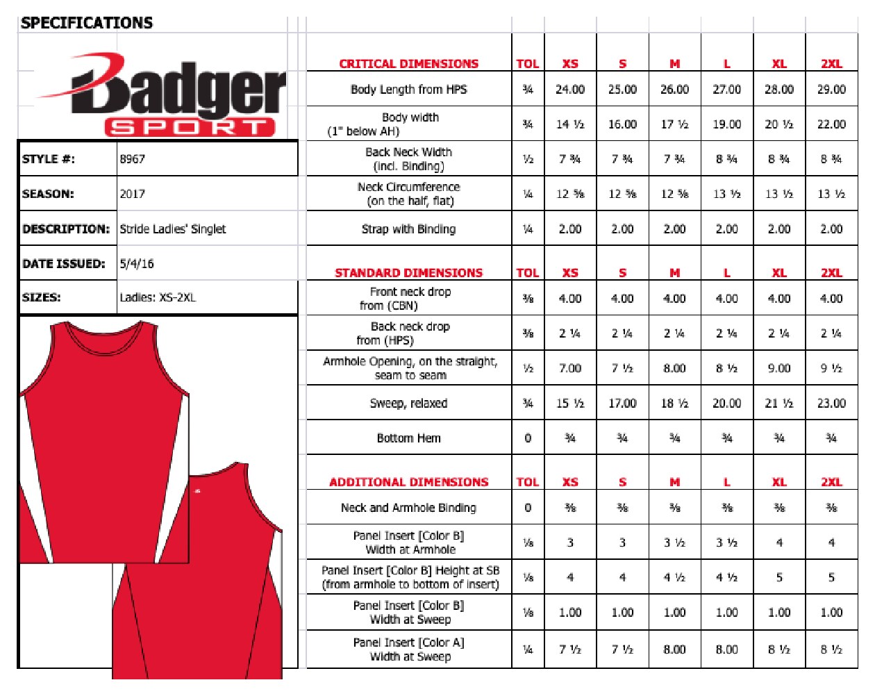 Size chart