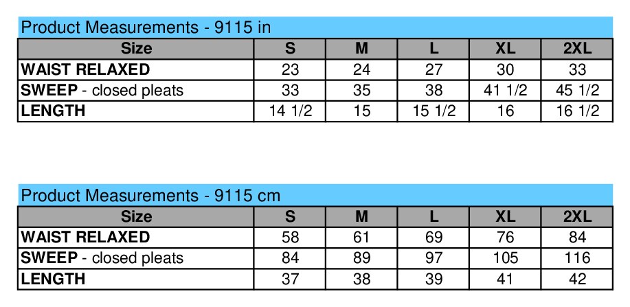 Size chart