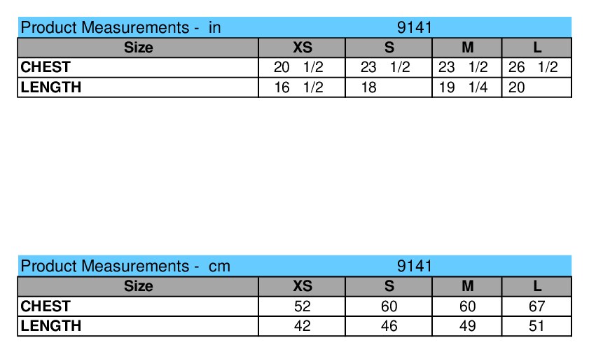 Size chart