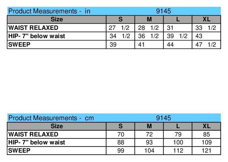 Size chart