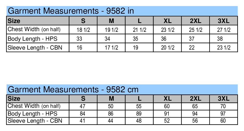 Size chart